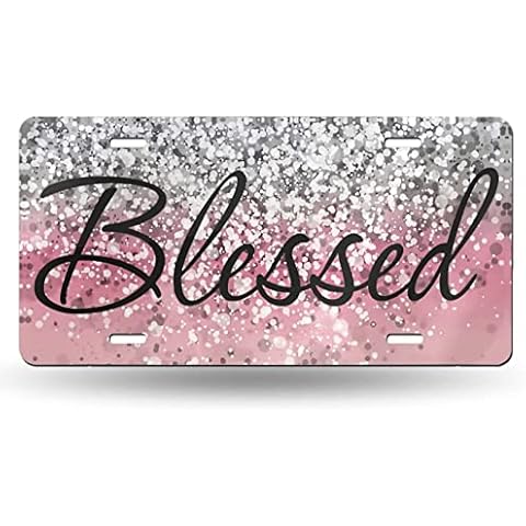 HANGWWZQ Pink Glitter License Plate Cover Cover