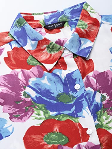 Image of Style Quotient Women White and Multi Floral Polyester Regular Smart Casual Shirt