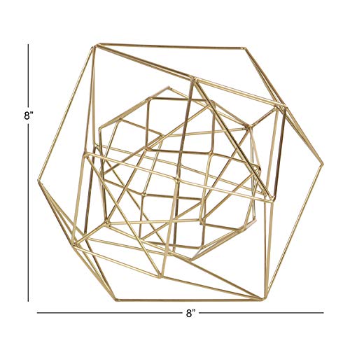 Cosmoliving By Cosmopolitan Modern Metal Geometric Sculpture, 8" X 9" X 8", Gold #TOP3