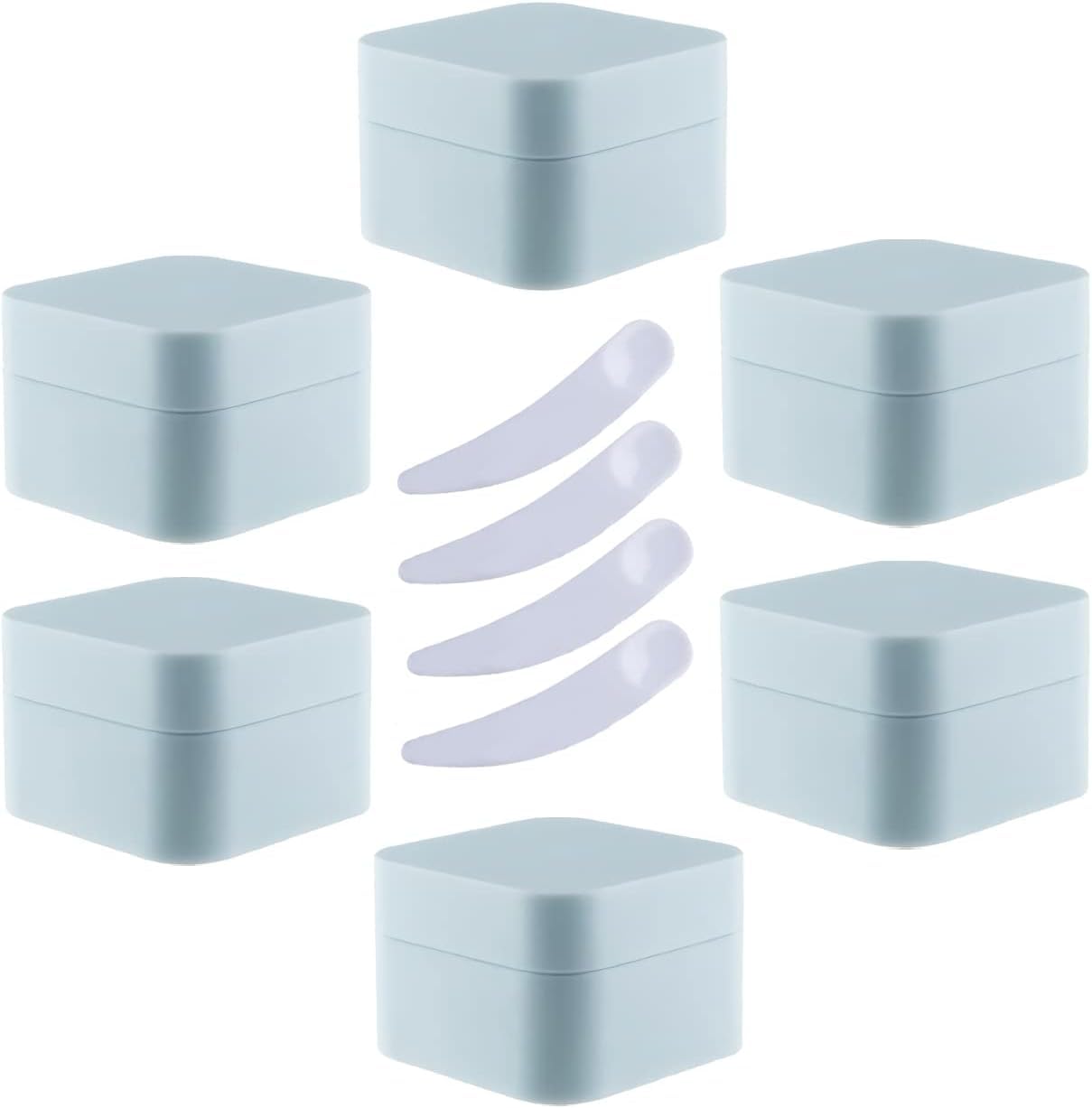 dfEDRd Plastic Cosmetic Jar, Pack of 6, 30ml Square Cosmetic Pots with Inner Liner Containers for Lip Balm, Lotion(Blue,30g)