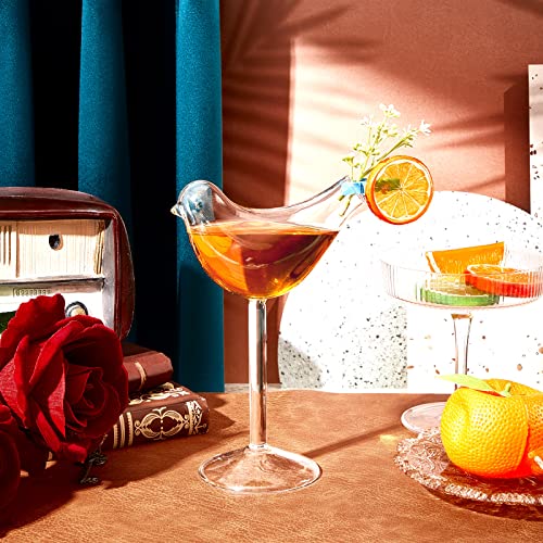 Tessco 4 Pcs Mushroom/Bird Glass Cup Creative Martini Cocktail Glass Clear Mushroom/Bird Shaped Cool Wine Glasses Novelty Drinking Glasses For Party Drinks (Bird) #TOP3