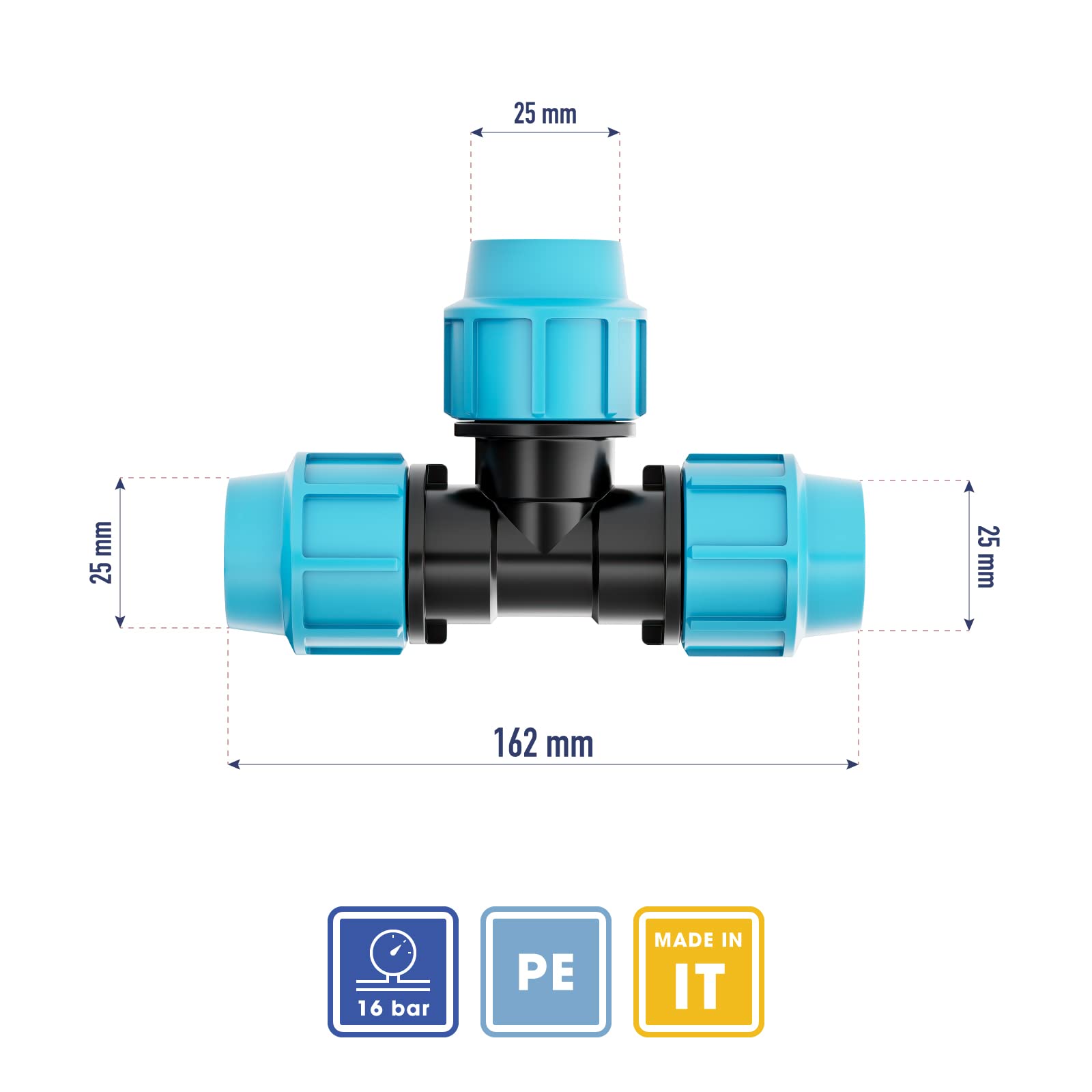 Raccordo A T In PP Per Tubi PE – Morsetto A Vite, Diametro 20 Mm