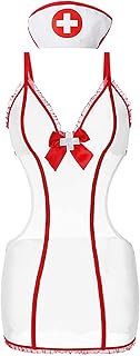 MIZSPISE Lingerie Sexy d’Infirmière Cosplay Femme Costume Ludique Tenue Nurse Deguisement Jeu de Rôle Vêtements Soirée Anniversaire Fête Outfit Body 4 Styles
