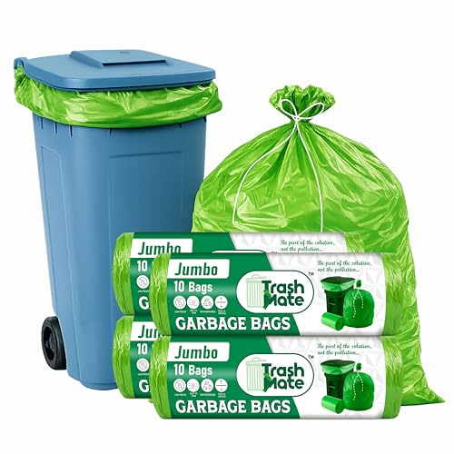 Image of Jumbo Garbage Bags | Heavy Duty (XXL) Size 36 X 48 Inches | Capacity 120 Liters | 91x122cm | Biodegradable Dustbin Bag, Trash Bag Green | strong & leak proof with Easy Tie-Thread (40 bags (Bio jumbo))