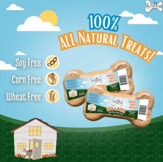 Lazy Dog Cookie Co. Buy a Bone Help Give a Dog a Home, Grain-Free Natural Chews for Small, Medium and Large Breeds, Long-Lasting Healthy Treats for Dogs of All Ages - Peanut Butter - Pack of 15 (PB)