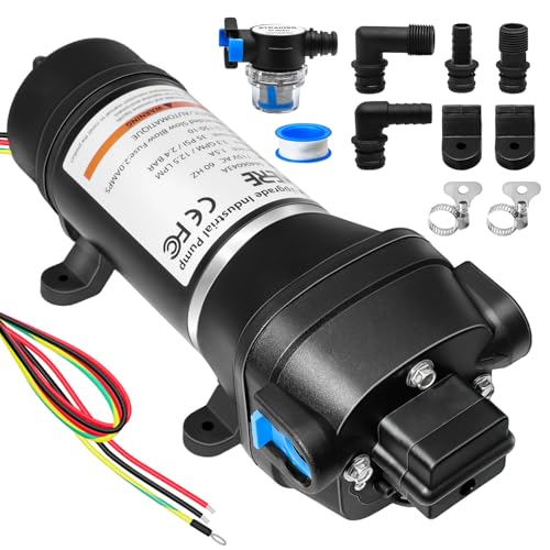 Image of 04406043A Water Pump,3.3GPM 115V 35PSI Diaphragm Water Pump With Strainer and Pressure Switch for RV Yacht Marine Caravan