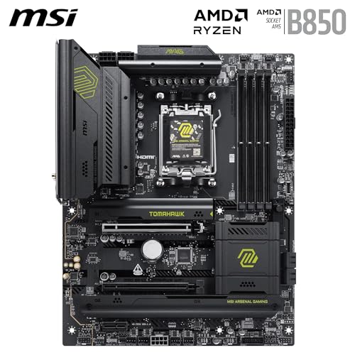 Image of MSI MAG B850 Tomahawk WiFi Motherboard, ATX - Supports AMD Ryzen 9000 /8000 / 7000 Processors, AM5-80A SPS VRM, DDR5 Memory Boost 8200+ MT /s (OC), PCIe 5.0 x16, M.2 Gen5, Wi-Fi 7, 5G LAN
