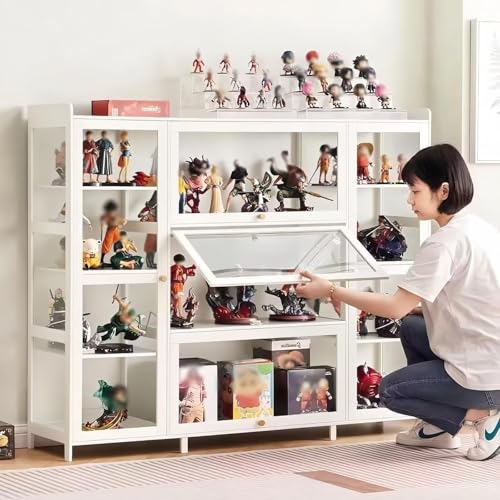 TUIYIDUO コレクションラック ショーケース フィギュアディスプレイキャビネット 大容量 ディスプレイケース 透明アクリル扉 ホコリ防止 フィギュア 手工芸品 収納ラック 組立簡単 玄関・客間・書斎用 日本語説明書付き(白い, 135×33×112.6cm)の商品画像（Amazon）