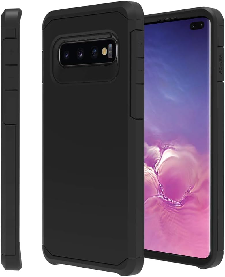 Samsung Galaxy S10 Plus Case,IDEA LINE Heavy Duty Protection Hybrid Hard Shockproof Slim Fit Cover Support Wireless Charging - Black