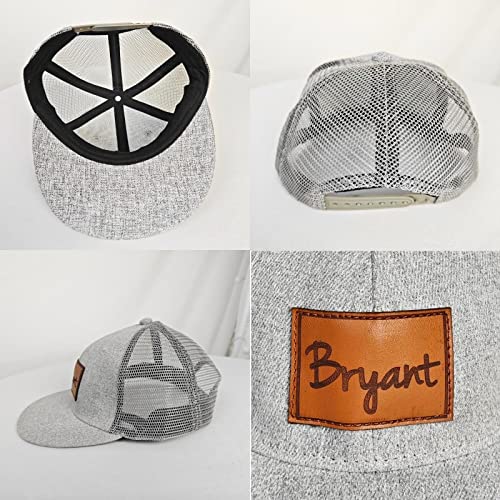 Custom Name Baby Baseball Cap - Personalized Infant Trucker Hat With Leather Patch Toddler Flat Bill Hat For Boys Ball Hat For Baby Kids Adult(Small) #TOP3