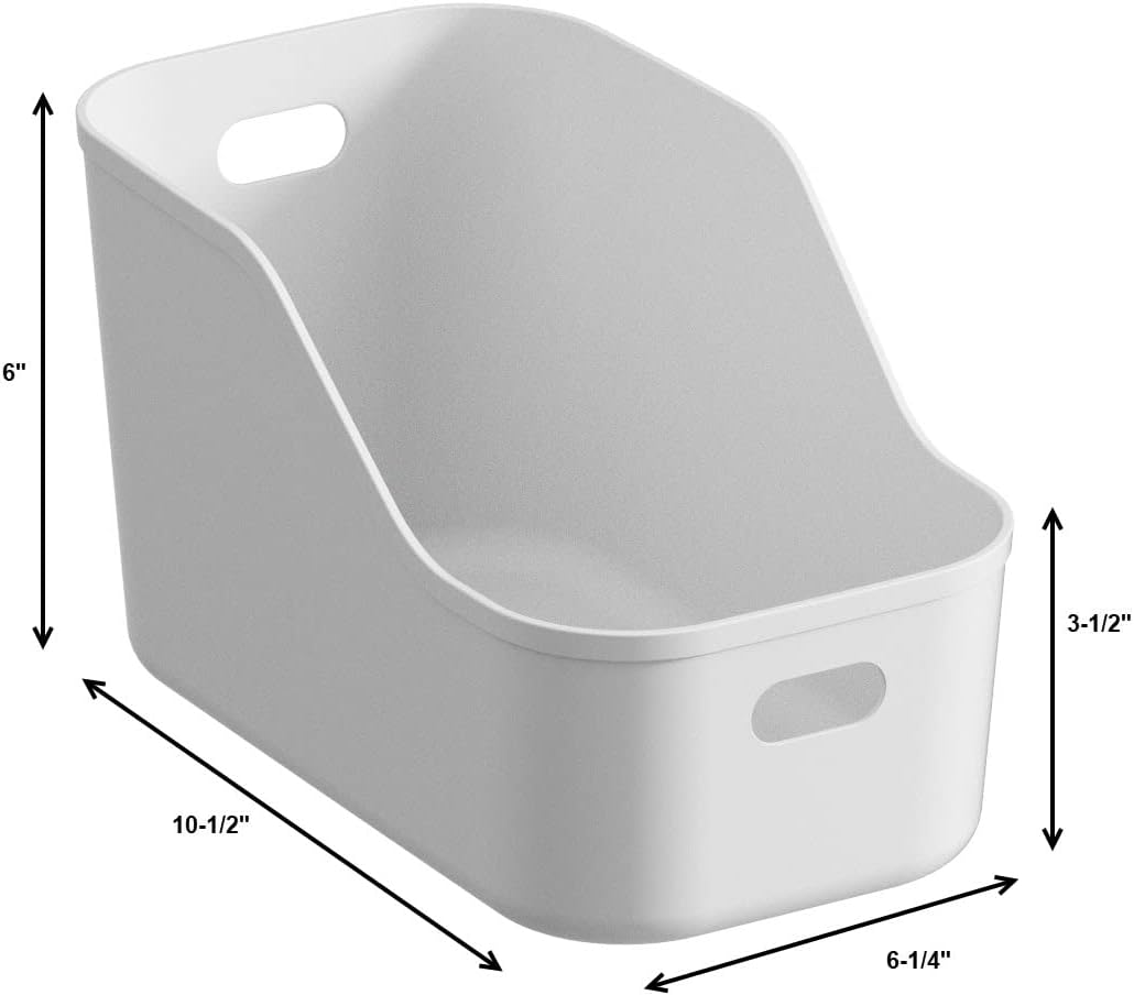 White Plastic Bins/Storage Organizers - Pantry Baskets, Bins for Shelves, Organizer and Storage for Bathroom, Bedrooms, Kitchens and More - Medium Size (9 Pack)