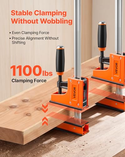 Image of VEVOR Bar Clamps for Woodworking, 4-Pack, 24 inch and 31 inch F Clamps, 1100 lbs Load Limit, Clamp /Spreader 2 Modes, Soft Rubber Pads, Ergonomic Handle, Carbon Steel Bar, for Wood Working and Metal Working