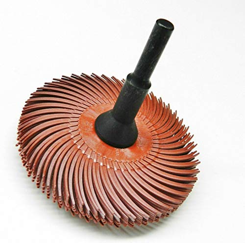 Image of 3M Radial Bristle Disc 3 inch Red 220 Grit with 1 /4 inch Mandrel 6 Brushes and Arbor Set by Jets