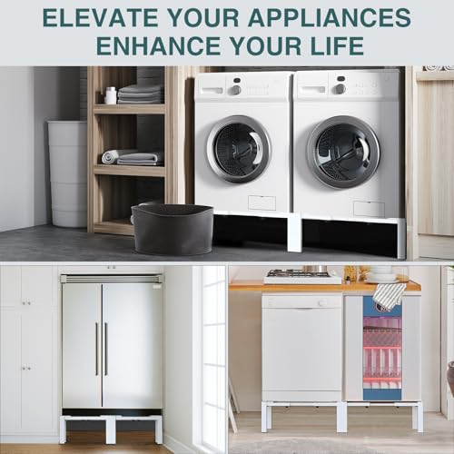Image of Adjustable Washer Dryer Pedestal - Heavy Duty & Universal Washer Pedestal & Washing Machine Stand Fit (40.9-66.14L x 20.47-33.07W x12.6H inch) - Compatible with Front Load Washers & Dryers
