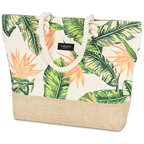 LARKSON Borsa da Spiaggia Peach Floreale Borsone
