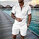amropi Herren Sportanzug Sommer Trainingsanzug Kurzarm Reißverschluss Top und Shorts Kleidung Set Weiß, XL