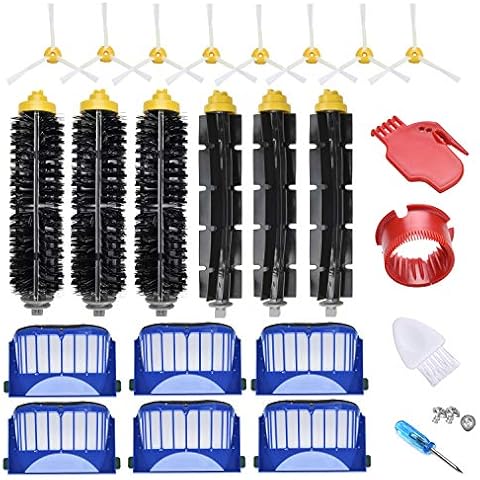 Replacement Parts Accessories Kit for irobot Roomba 600 Series 694 695 677 671 690 680 660 650 620 614 595 585 564,3 Bristle & Beater Brushes, 6 Filters, 8 Side Brushes Cover