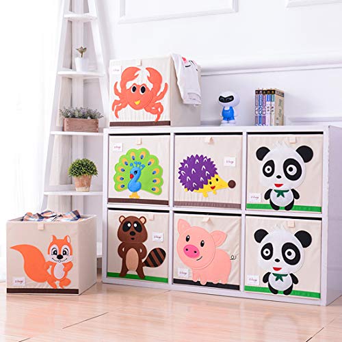Dodymps Foldable Animal Canvas Storage Toy Box/Bin/Cube/Chest/Basket/Organizer For Kids, 13 Inch (Panda) #TOP4