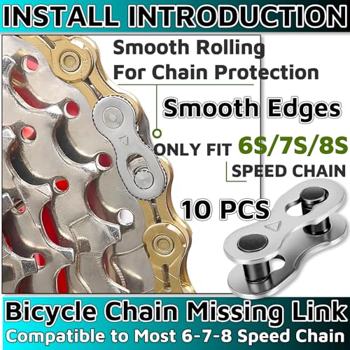 image for HuGuWdy Missing Link 10 Pcs for 6/7/8 Speed Bike Chain Master Link For