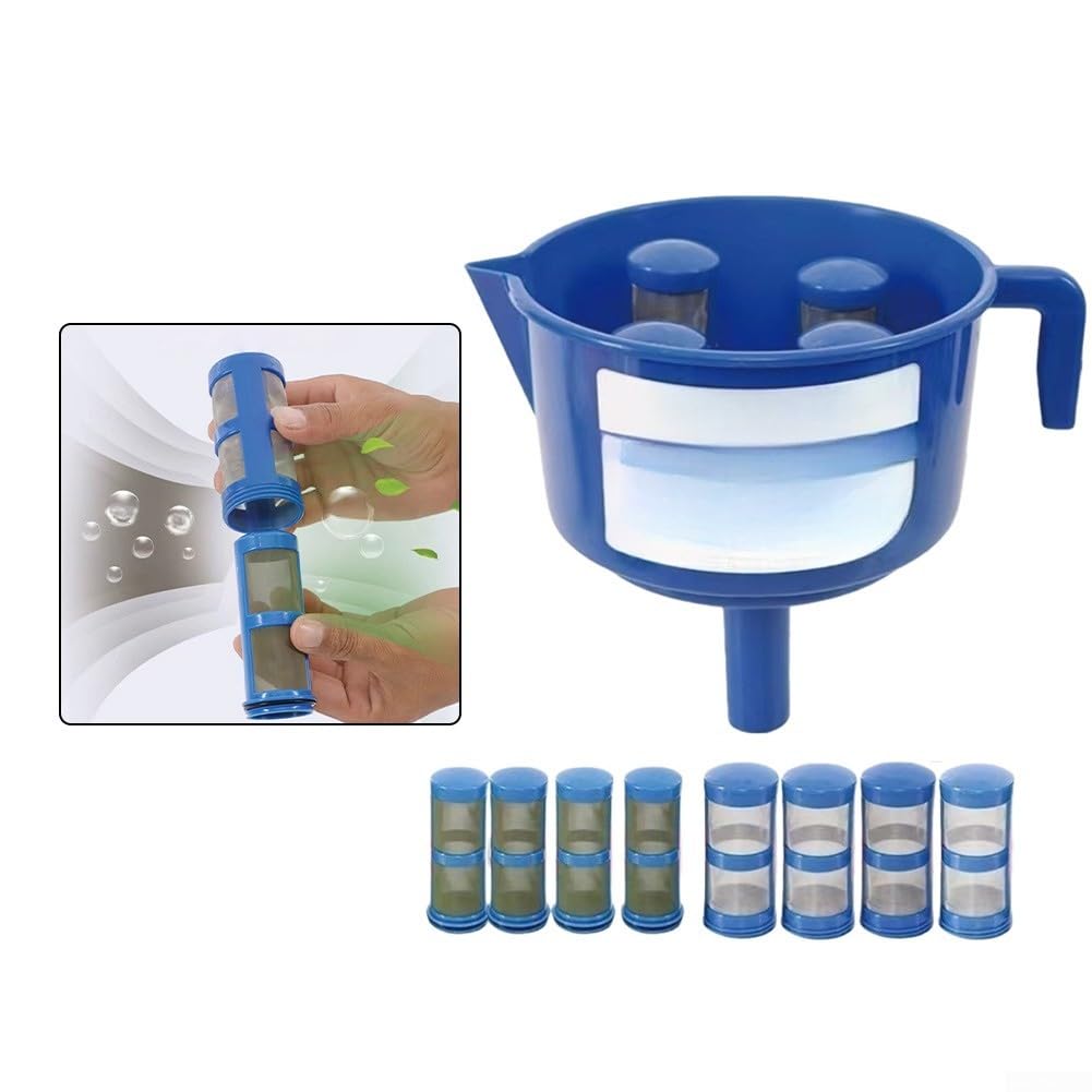 Separatore di olio a imbuto con 4 elementi filtranti a doppio strato, 12 filtri, separatore di liquidi industriali in plastica rimovibile per la pulizia del sistema