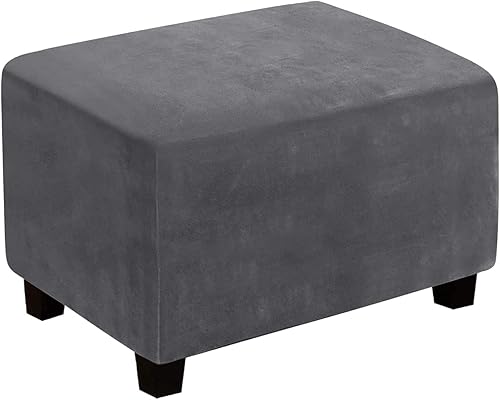 cjc Funda otomana rectangular, de terciopelo, otomana, para reposapiés, rectangular, funda de almacenamiento extraíble, protector de muebles suave,