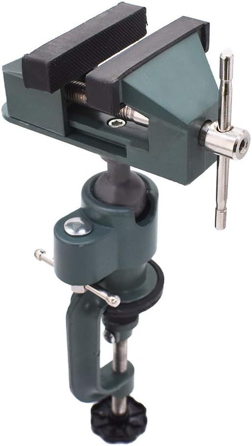 findmall Universal Table Vise 3" Aluminum Swivel Bench Vise 360 Degrees Rotating Fit for Holding Small Parts in Jewelry Hobby Model Making Electronics and More