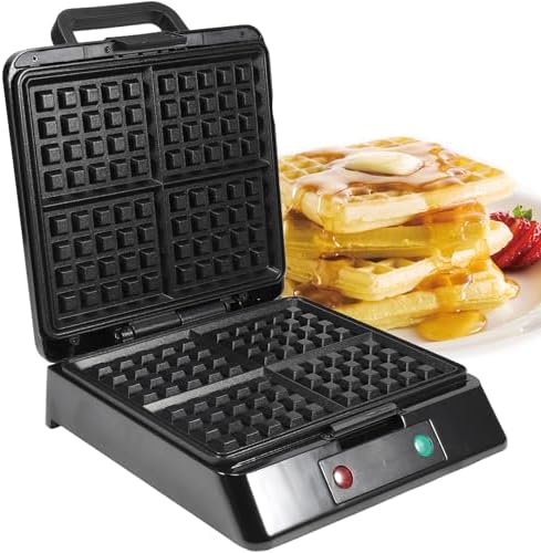 Golden Prairie Extra Deep Belgian Waffle Maker 1300W, 4-Slice Non Stick Waffle Iron Stainless Steel, 1" Thick Fluffier Waffle, Electric Pancake Maker with Lock Lid, Auto Temperature Control, Stainless