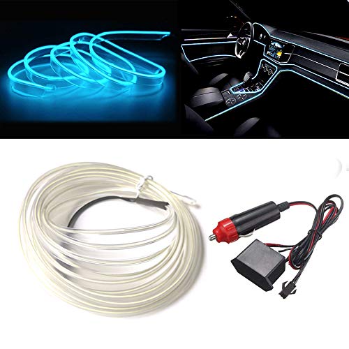 MaxLax El Wire Ice Blue Interior Car LED Strip...