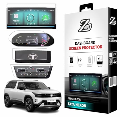 Image of ZEIR [4 PACK Screen Protector Compatible with Tata Sierra 2026+ | Infotainment Stereo Display Guard [Not Tempered Glass] (4Pc [10 inch Info+Speedo])