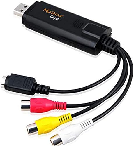 MyGica Capit captura de video USB para Windows, captura video analógico a digital, convierte VHS y S-Video a USB de PC, color negro.