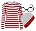 Produktbild Childrens Kids Boys Girls Red White T Shirt Hat Glasses Book Week Fancy Dress Costume (4-6 years, T Shirt Hat & Glasses) by Blue Planet Online