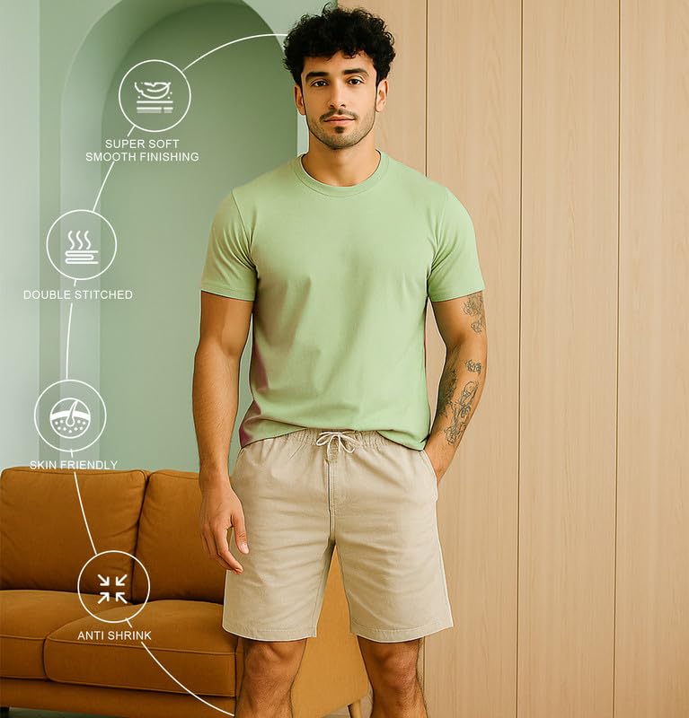 Image of Sleepynuts Men's Regular Fit Round Neck Half Sleeves Solid Casual Wear T-Shirt