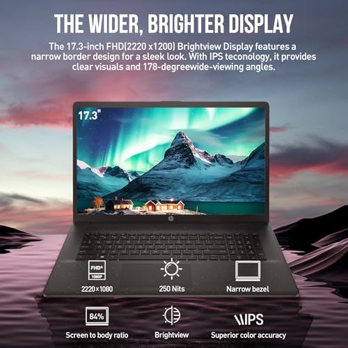 Image of HP 17 Inch Laptop Computer, 17.3 inch FHD+ IPS Laptop Notebook PC, Intel 10-Core i5, 64GB RAM, 2TB SSD, Windows 11 Pro, Wi-Fi 5, 10-Key Number Pad, HDMI