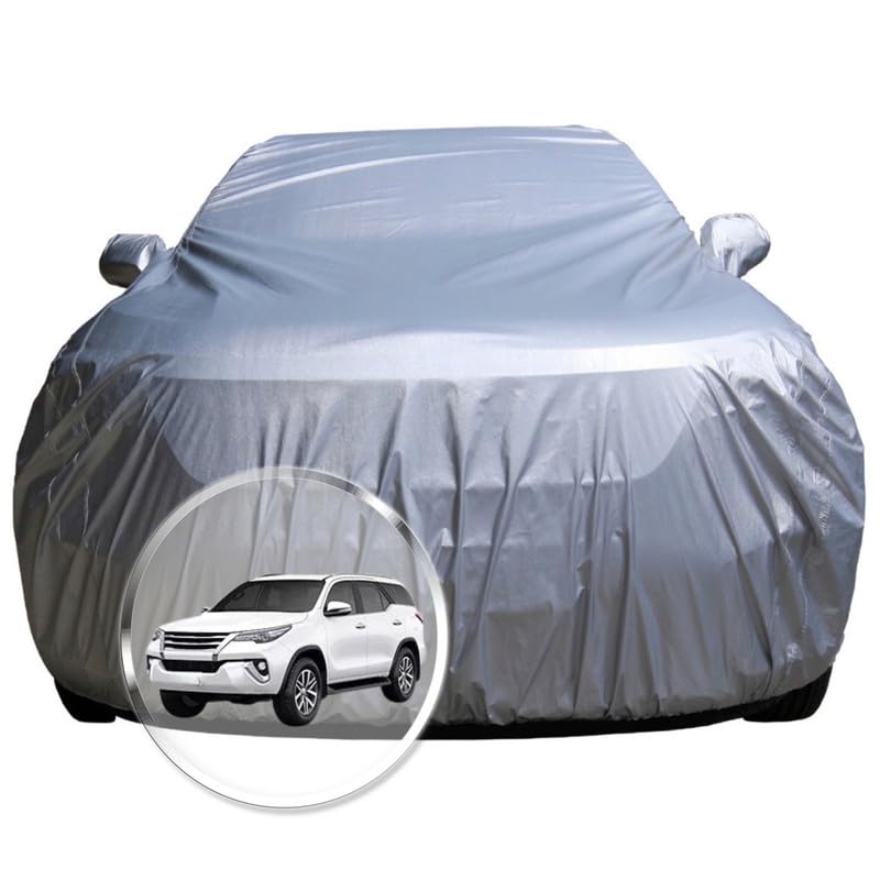 Image of NEODRIFT 'CrystalTech' Car Cover for Toyota Fortuner (100% Water-Resistant, All Weather Protection, Tailored Fit, Multi-Layered & Breathable Fabric) (Colour: Crystal Silver)