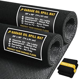 Golener – Juego de 2 tapetes para derrames de aceite, tapete absorbente de aceite, tapete de mantenimiento de primera calidad, impermeable, contiene líquido, protege la superficie del garaje de