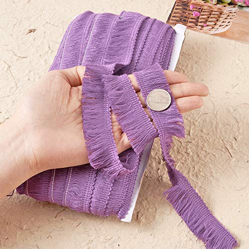 Kissitty 27 Yards Fringe Trim Tassel 1 Inch Polyester Fibre Lace Ribbon Trim For Sewing Clotheing Home Decors, Light Purple #TOP3