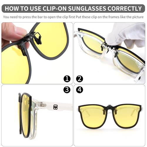Image of FEISEDY Polarized Clip On Sunglasses Over Prescription Glasses Men Women Fit Flip Up B4177