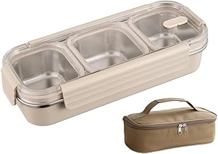 304 Stainless Steel Lunch Box for Office & School, 3 Compartment Leakproof Bento Lunch Box 700ml with Insulated Bag, Microwave Safe Tiffin Box for Kids, Women & Men