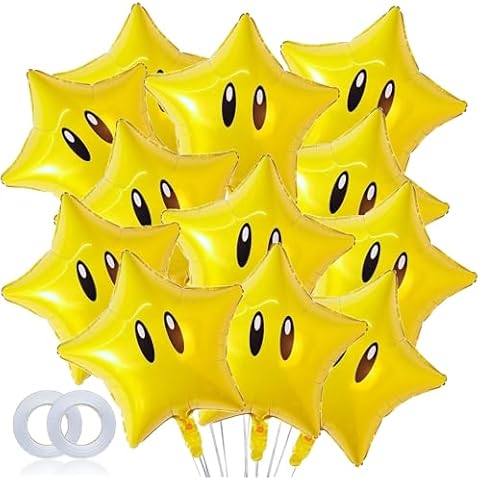 12 Pieces Foil Star Balloons, 18 inches Video Game Star Balloons for Video Game Theme Party Decorations Baby Shower, Birthday Party Decorations Cover