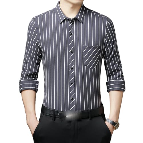 Chemise manches longues homme en soie de mûrier à rayures