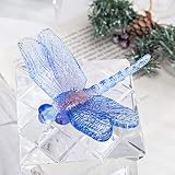 Statues and Sculptures Hand Blown Glass Blue Dragonfly Figurine Art Glass Animal Collection Home Tab