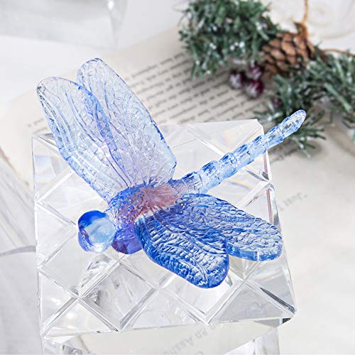 Statues And Sculptures Hand Blown Glass Blue Dragonfly Figurine Art Glass Animal Collection Home Table Decor Accessories Collectible Gift #TOP7