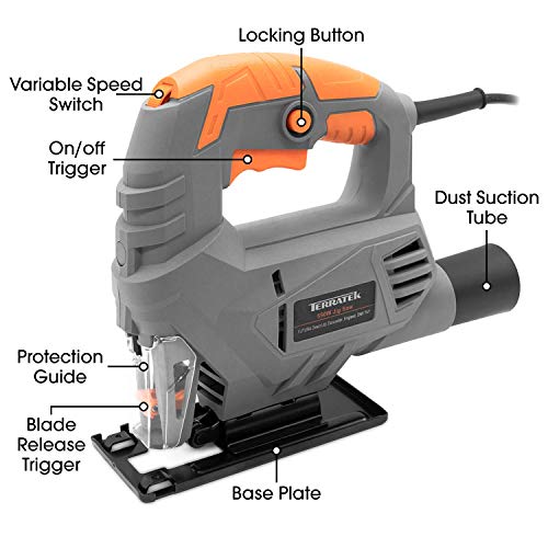 Terratek Electric Jigsaw 550W 3000SPM, 5 Speed Jigsaw Tool, Jigsaw Cutting 65mm Wood, 8mm Metal, Max 45 Cutting Angle, 5 Blades with Jig Saw Carrying Case and Vacuum Adaptor 5 Terratek Electric Jigsaw 550W 3000SPM, 5 Speed Jigsaw Tool, Jigsaw Cutting 65mm Wood, 8mm Metal, Max 45 Cutting Angle, 5 Blades with Jig Saw Carrying Case and Vacuum Adaptor - Image 5