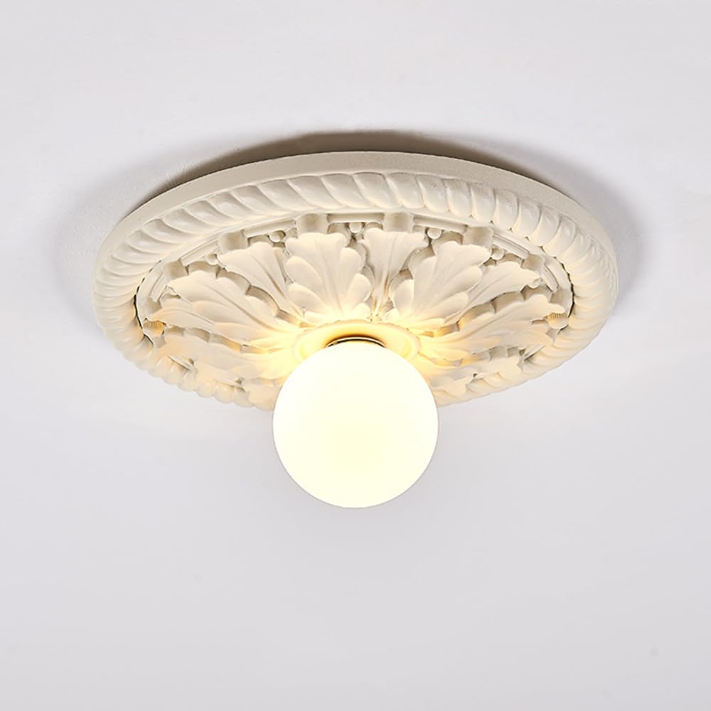 HXYSXHJUO French Style Ceiling Light Vintage Resin Flush Mount Lamp Round Small Chandelier, Antique Hallway Lighting Fixture G9 Close to Lights for Entryway Corridor