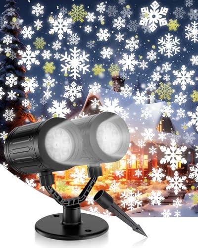 KALAHOL Weihnachten Schneeflocke Projektor Lichter, extra große Projektionsfläche, LED Projektor Weihnachten Aussen für Christmas, wetterfest, Dekoration von Weihnachtsfesten und Partys