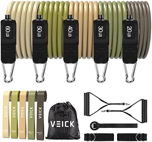 VEICK Resistance Bands for Working Out, Exercise Bands, Workout Bands, Resistance Bands Set with Handles for Men Women, Weights for Strength Training Equipment at Home
