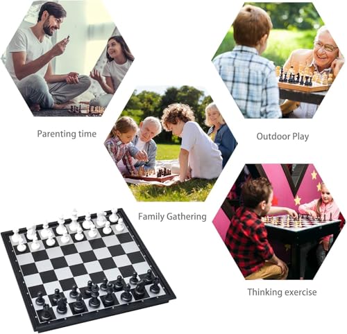 Image of Magnetic Folding Chess Set for Kids & Adults, Portable Travel Board with Pieces, Educational Strategy, Compact Indoor & Outdoor Family Game
