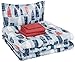 AmazonBasics Easy Care Super Soft Microfiber Kid's Bed-in-a-Bag Bedding Set - Twin, Red and Blue Feathers