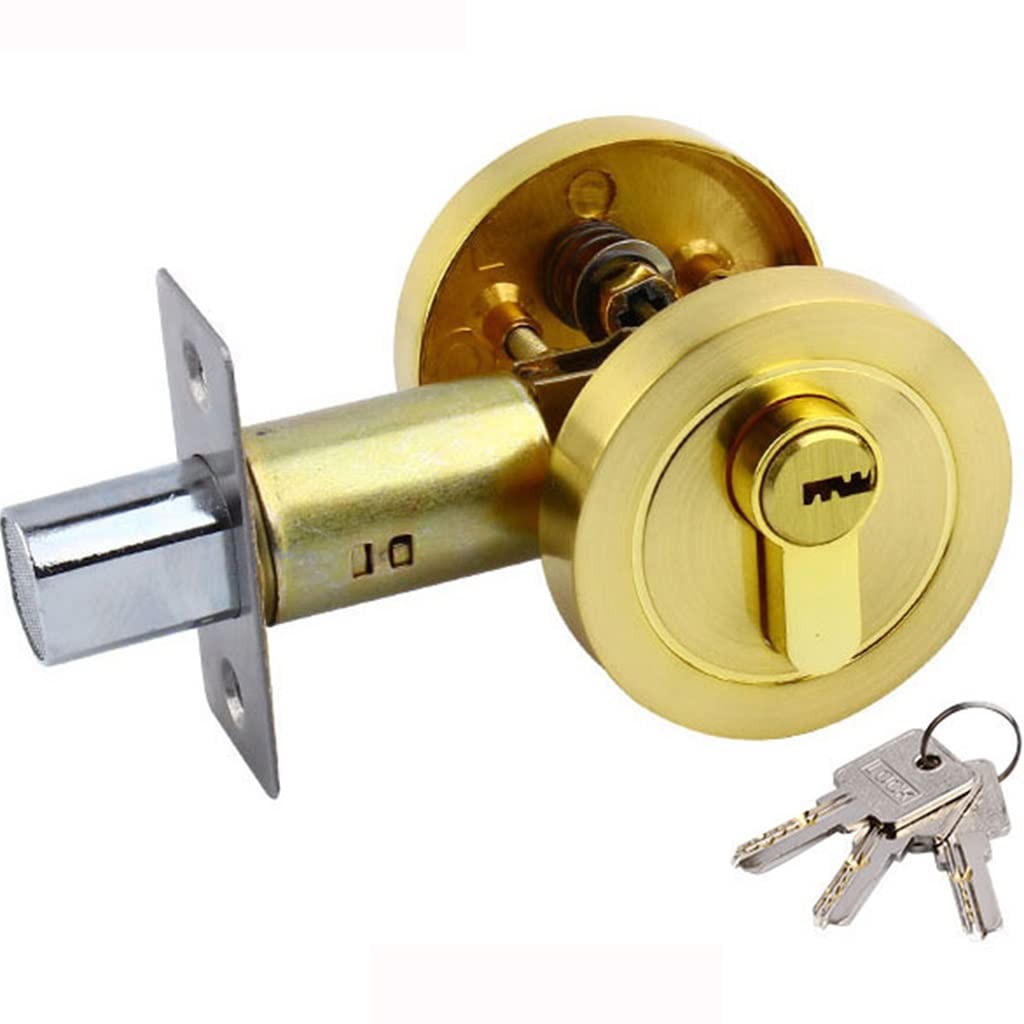 Deurknop met slot binnen Huis slaapkamer deurslot, Enkele tong ronde deurkruk met sleutel, Toepasselijke deurdikte 35-50 mm, 50-75 mm (Color : Gold, Size : Door thickness 35-50 mm