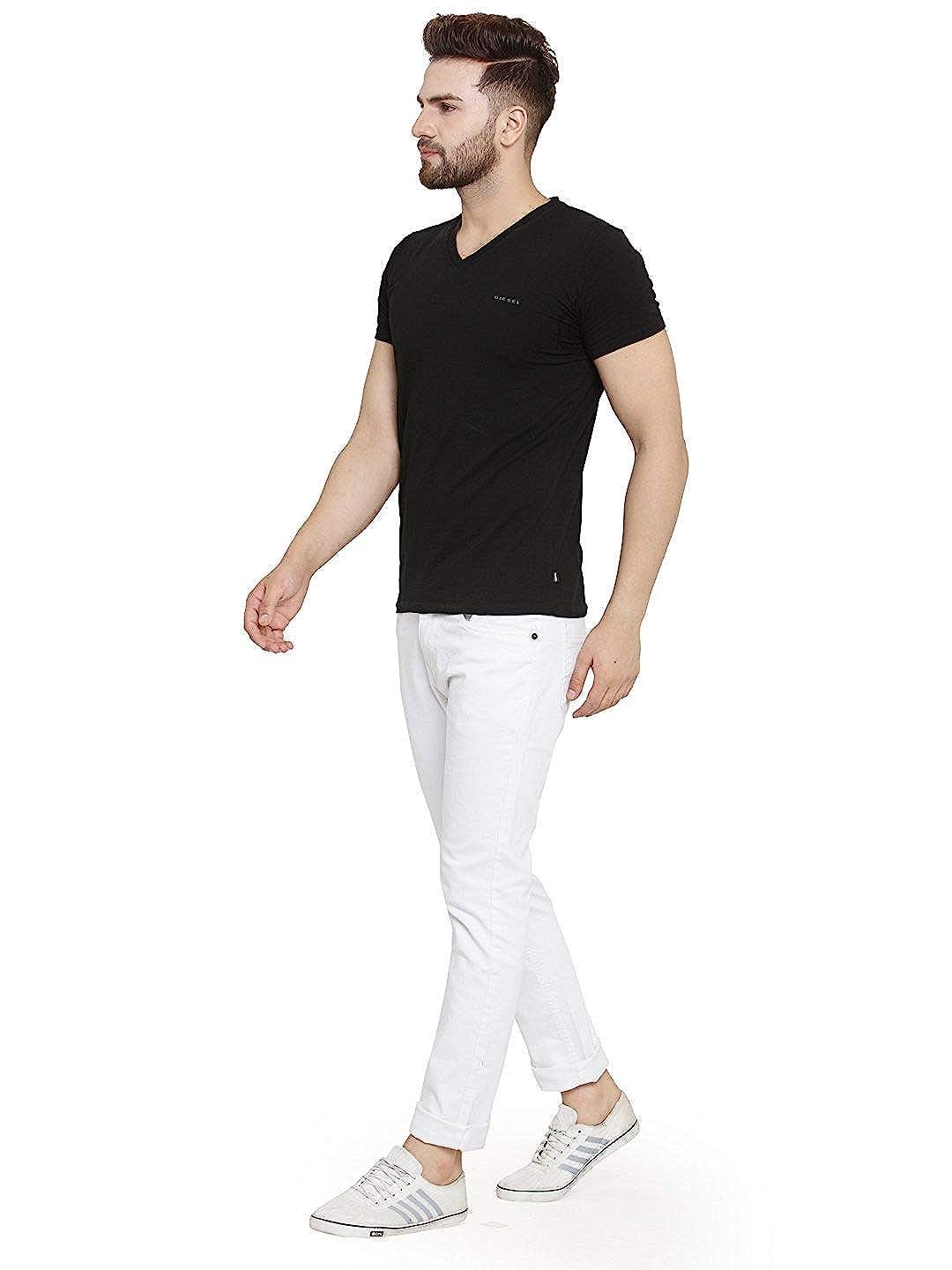 Linaria Slim Fit White Denim Fabric Mens Jeans-image-29